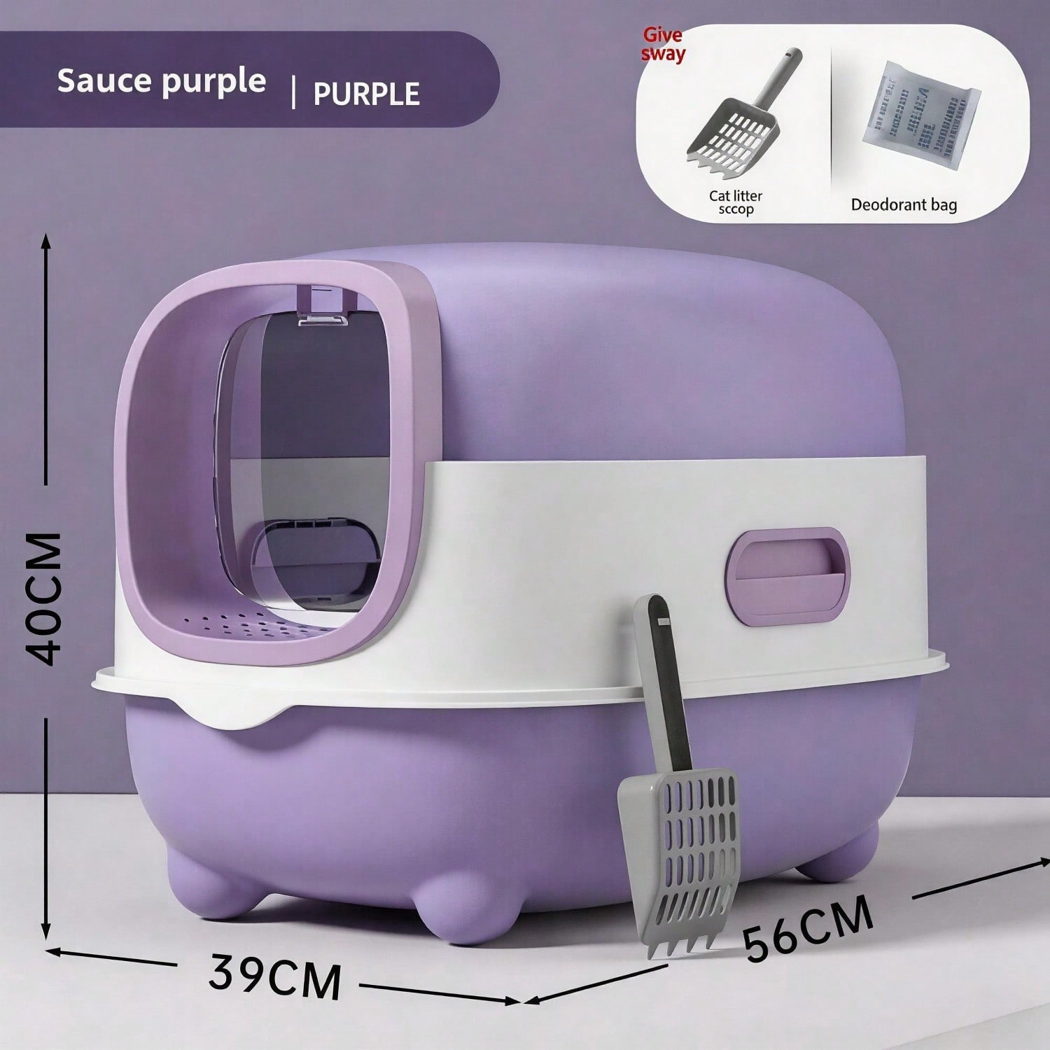 Caja de Arena para Gatos Totalmente Acristalada con Desinfección UV y Control de Olor, Gran 56cm para Gatos Grandes, Acceso Fácil 180° con Diseño Anti-Resbalón — imagen 7