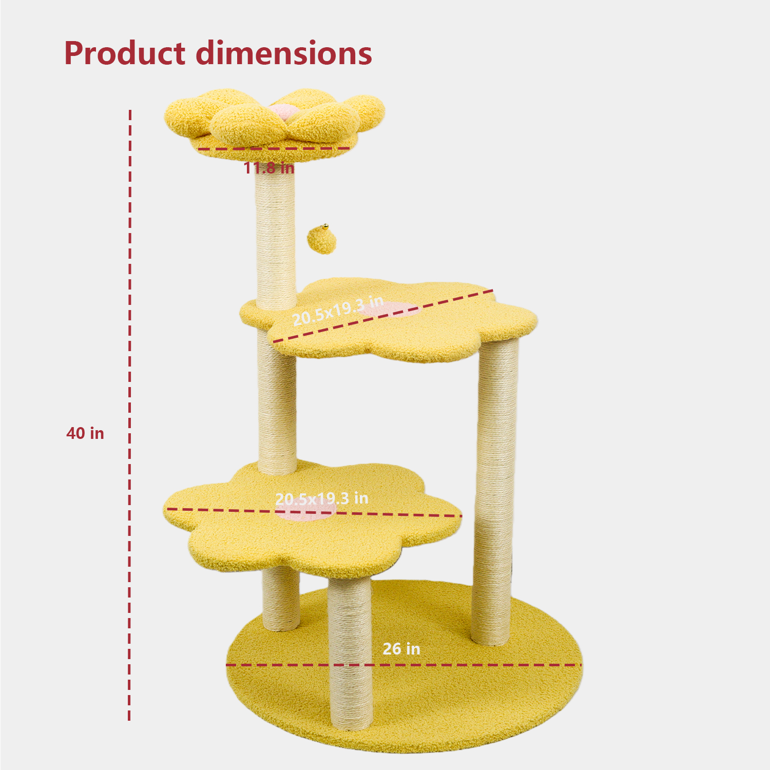 Cat Tree with Removable Cozy Perch & Scratching Posts Hanging & Toy Multi-Level Cat Furniture for Kittens/Cats to Climb, Rest & Play Hanging Toy — image 3