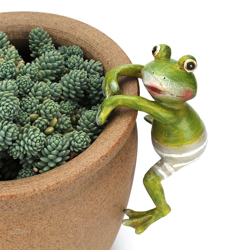 Cute climbing frog potted resin pendant — image 4