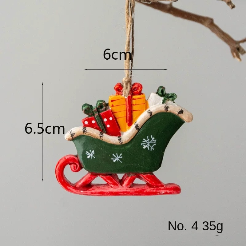 American Retro Christmas Resin Ornament Reindeer Carousel Christmas Tree Decoration Hanging Ornament Scene Decor — image 6