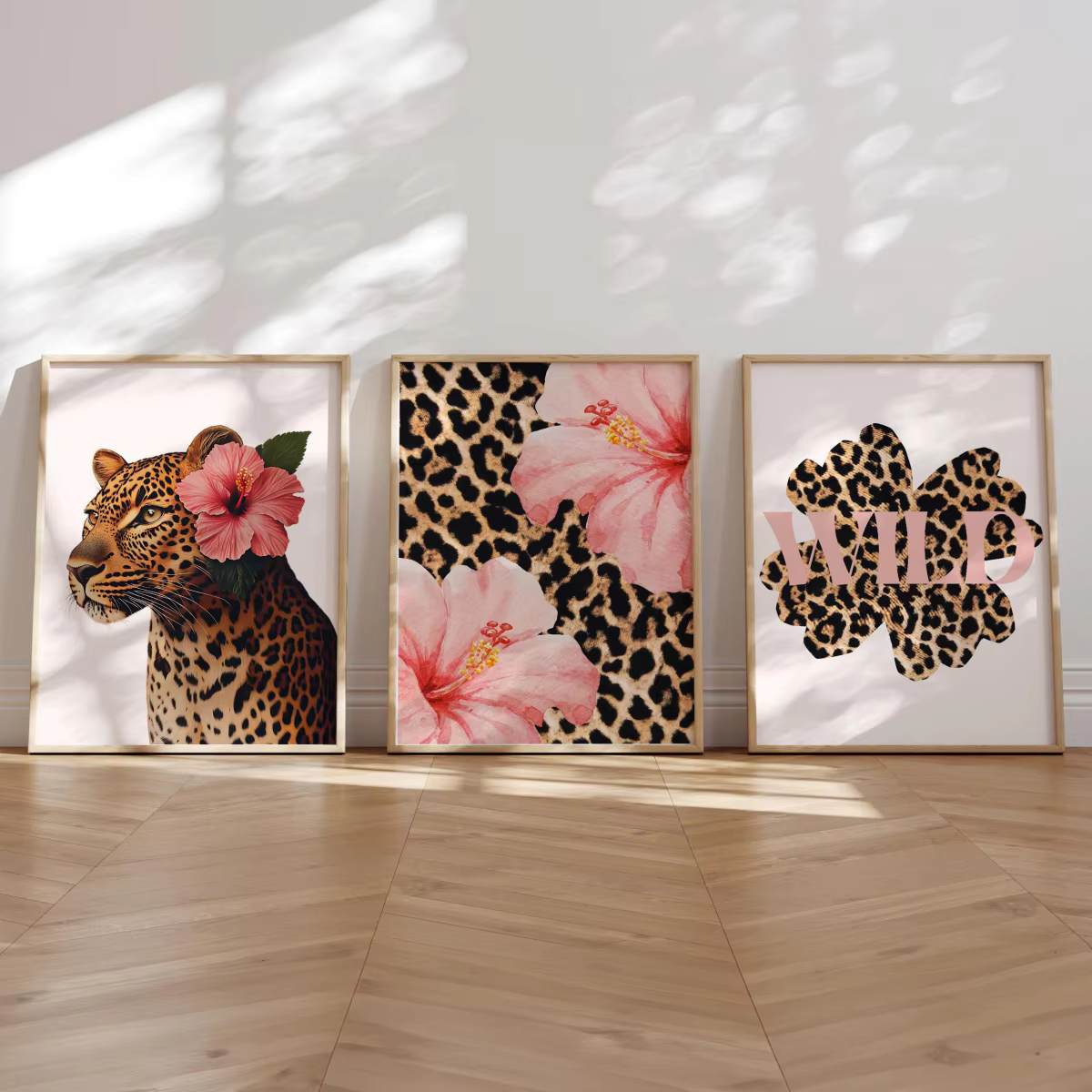 1/3pcs Funky Y2K Leopard Hibiscus Flower Pink Cheetah Canvas Print Poster Vintage Hawaiian Aloha Animal Art Prints Home Decor — image 2