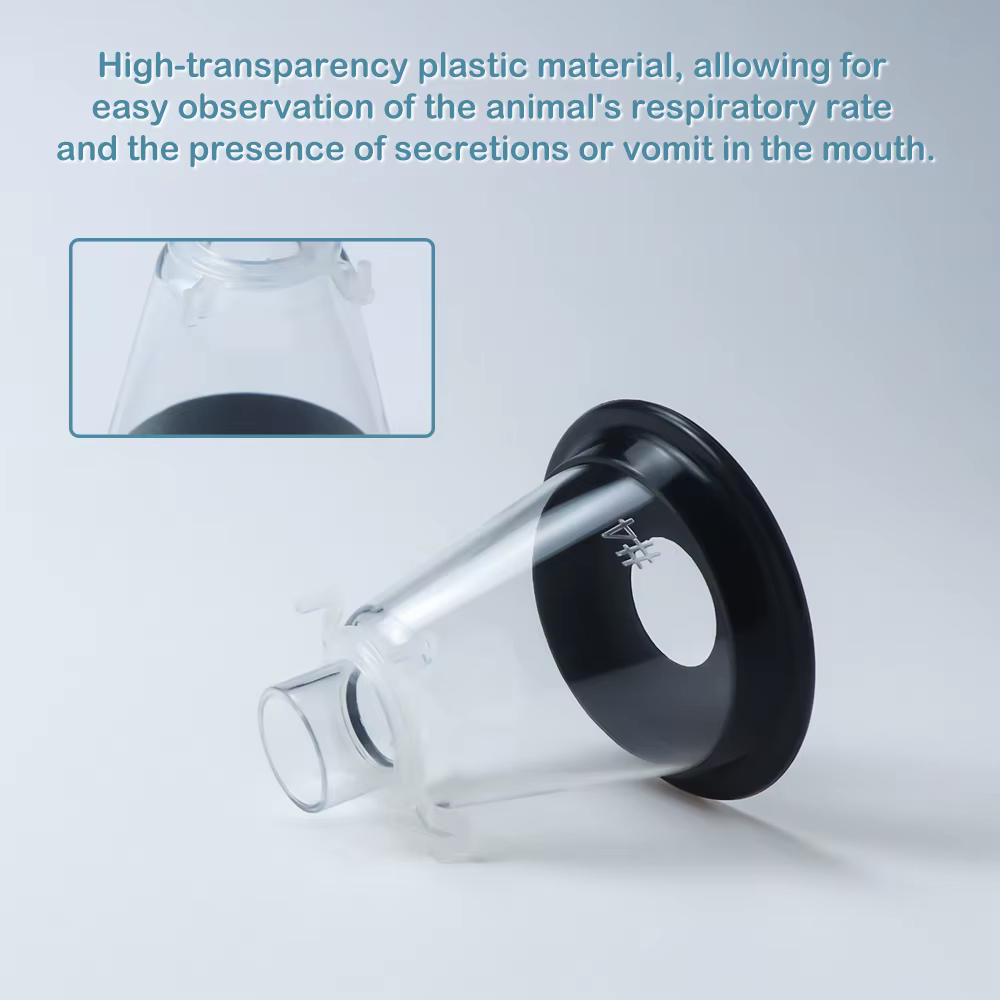 Animal Anesthesia Mask Medical Grade PVC Transparent Dome With Silicone Protective Film Fixing Ring For Pet Veterinary Equipment — image 4
