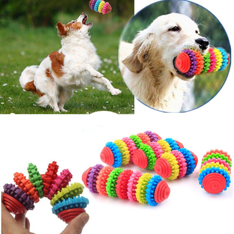 Durable Rubber Pet Dog Puppy Cat Dental Teething Healthy Teeth Clean Gums Chew Play Toy Tool Random Color — image 2
