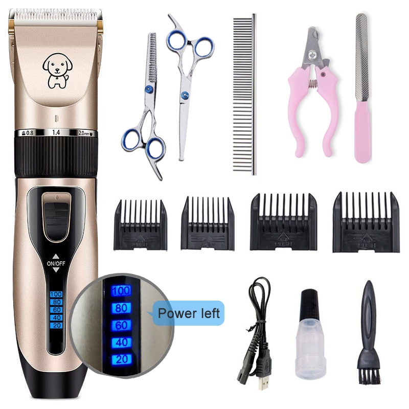Pet Cat Dog clippers professional Dogs grooming clipper groomer kit USB Rechargeable Low-noise Pets Hair Trimmer Display battery — image 12