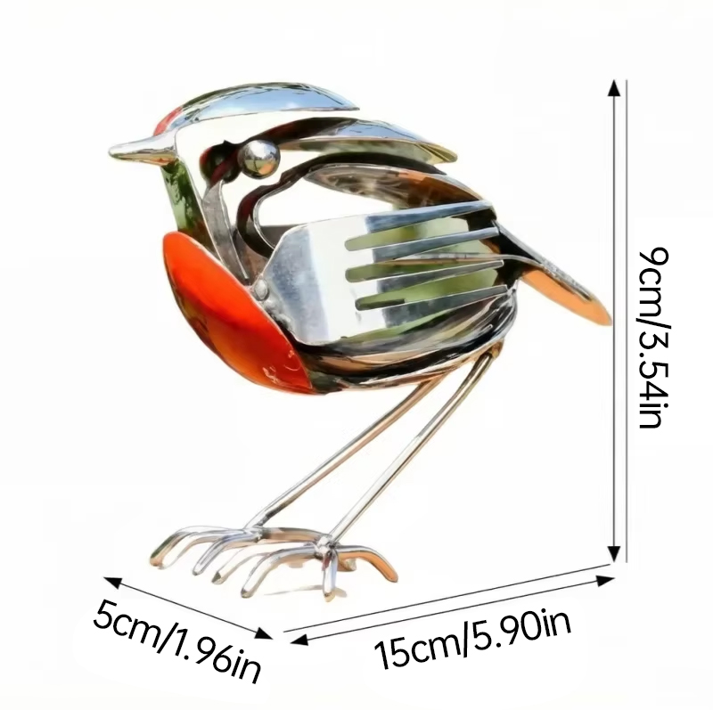 Escultura de Pájaro Mockingbird - Arte Metálico Manual con Cuchara y Tenedor Reciclados para Decoración en Hogar y Oficina — imagen 7