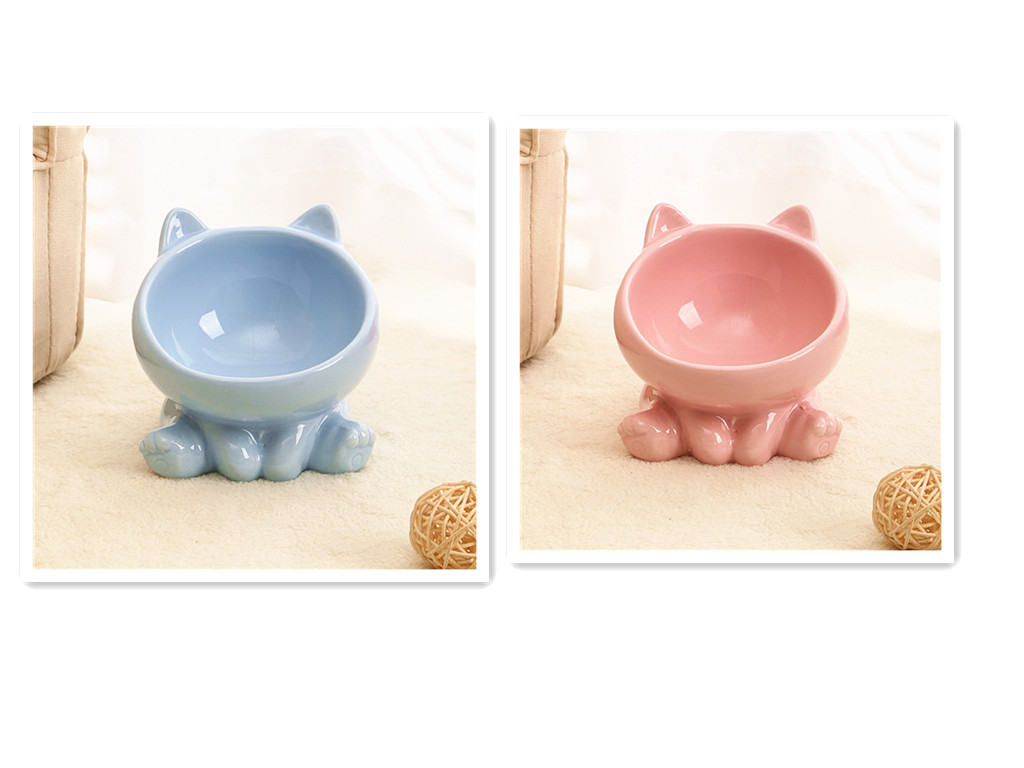Plato Cerámico para Gatos Plato de Alimento para Mascotas Protección Cuello y Boca para Perros Plato de Comida Animal — imagen 2