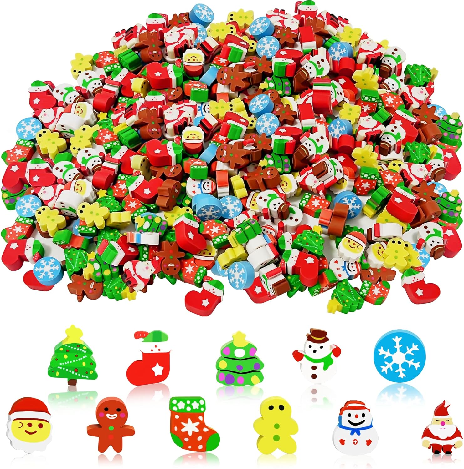 150 Piezas de Erizos Navideños Adorables Pequeños en Lote, Mini Erizos, Mascotas para Escritorio, Erizos de Lapicero Navideño, Sujetadores de Calcetines Papá Noel Copos de Nieve Regalos para Rellenar Tareas Clase Premios Liquidación — imagen 1