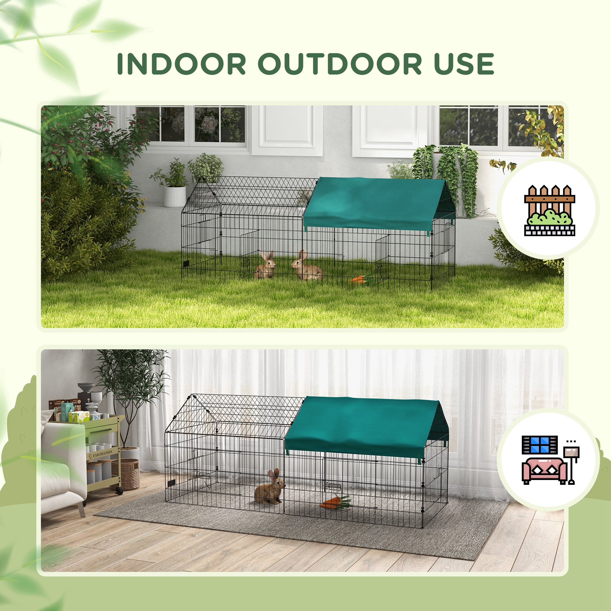 73" Small Animal Playpen with Roof for Rabbits, Chicken, Chinchillas — image 5