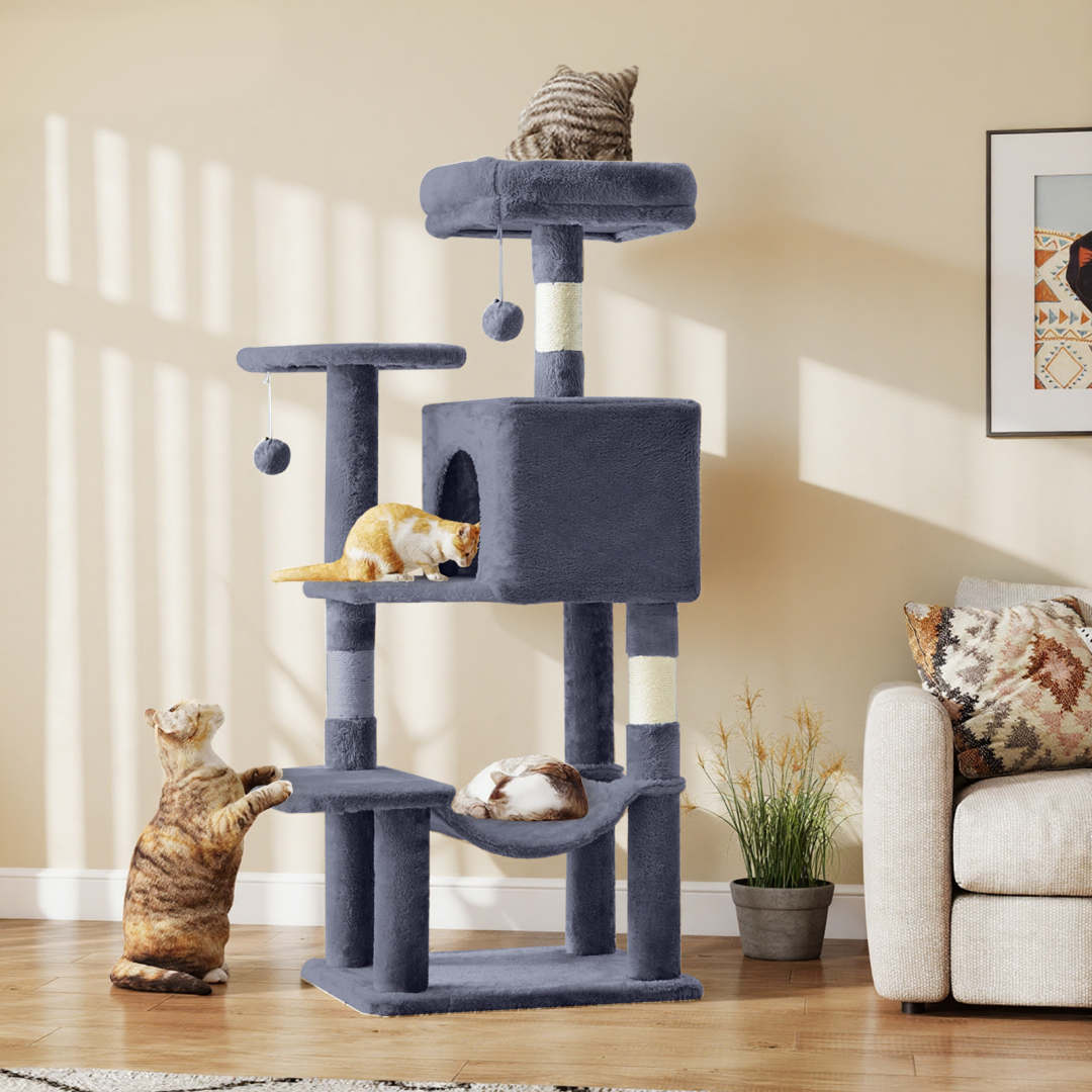 Torre para Gatos de Alto Rendimiento: Arbol Climático con Postes de Escarbar de Sisal Natural — imagen 7