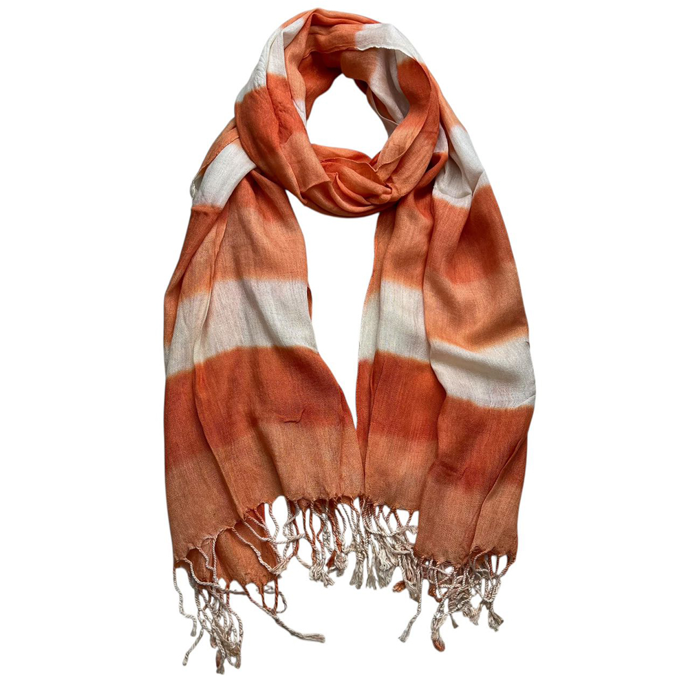 Pañuelo abstracto tonal coral, suelto y casual para mujer y hombre, bordes fruncidos para movimiento — imagen 4