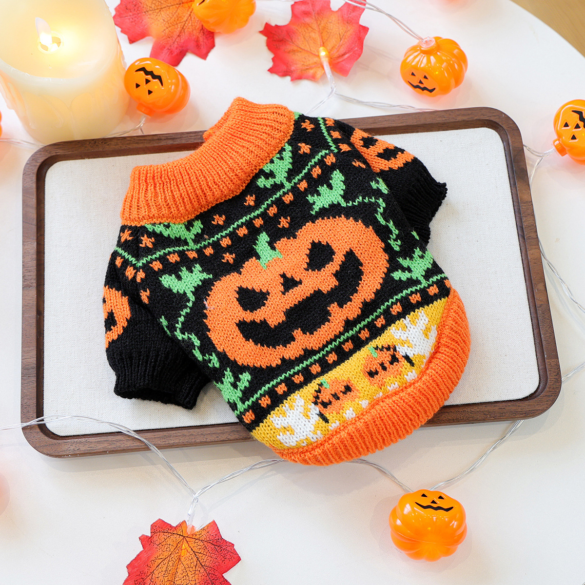 Pet Clothes Autumn Winter Cartoon Pumpkin Design Small Dog Puppy Pumpkin Halloween Sweater — image 5