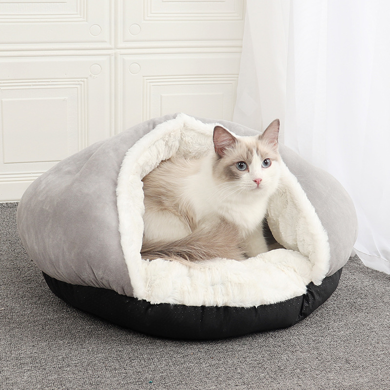 PSM winter warm plush dog kennel closed yurt slippers cat sleeping bag cat kennel pet pad — image 3