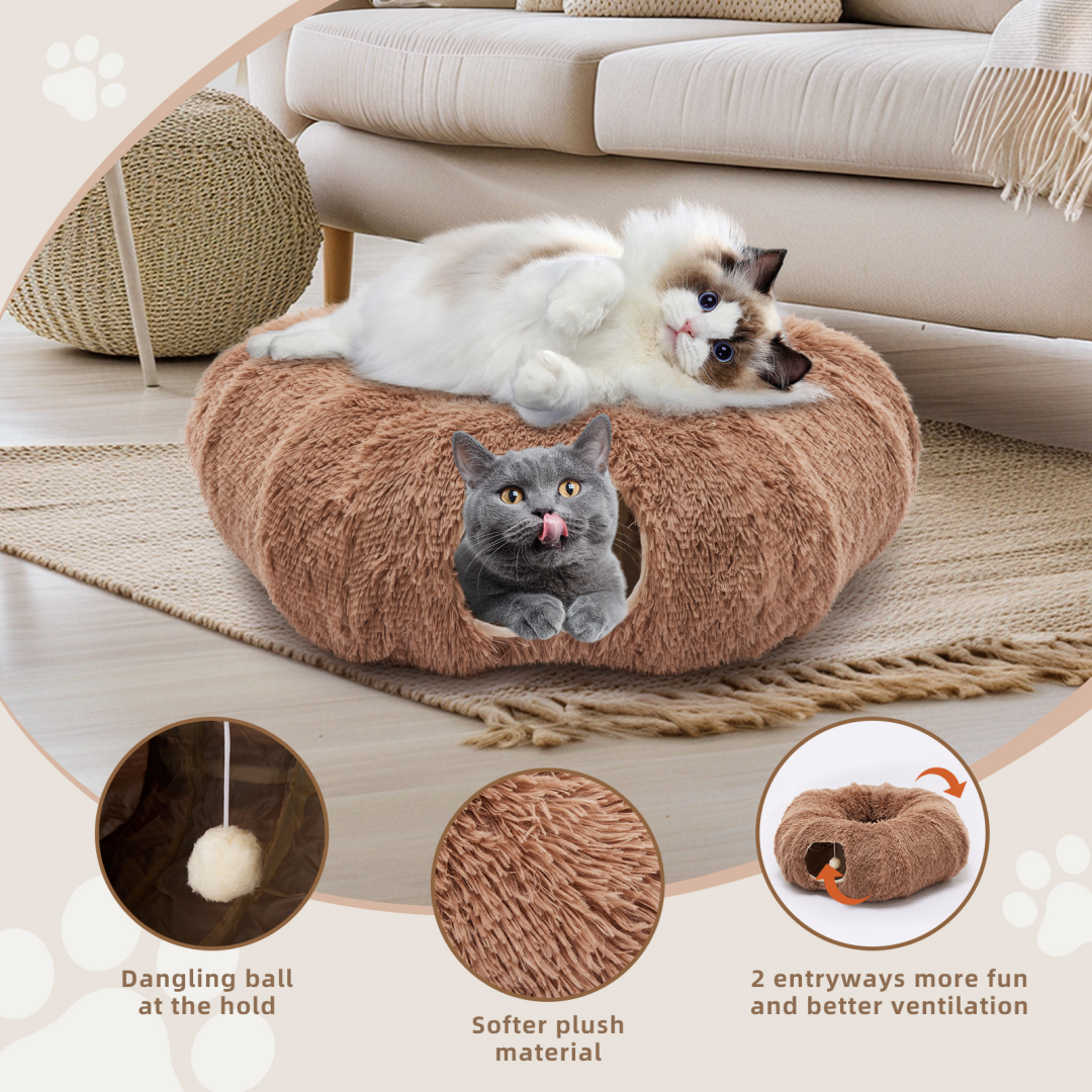 Túnel para Gatos con Caja de Descanso, Túnel en forma de Donut con Escondite Plush para Gatos y Kitten — imagen 14