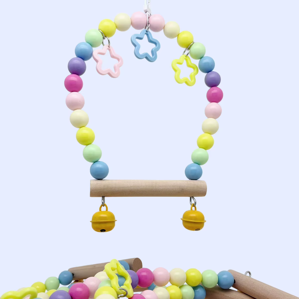 Soporte para jaula de pájaro con columpio de loro, palo colgante, accesorio pequeño para mascotas, percha, entretenimiento, juego, juguete con campana de columpio para pájaro — imagen 1