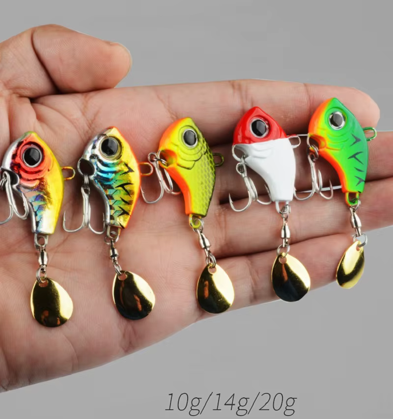 Fishing Lure Set 5pcs Wobble Rotating Metal VIB Vibration Bait Spinner Spoon Jig Sea Lures Artificial Hard Baits Sequins Tackle — image 4