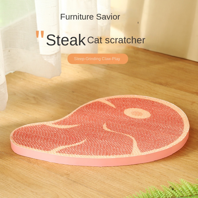 Creative New Design Steak Corrugated Cat Scratcher, Cat Claw Sharpening Rest Toy, Anti-Scratch Wall-Mounted Standing Cat Toy — image 3