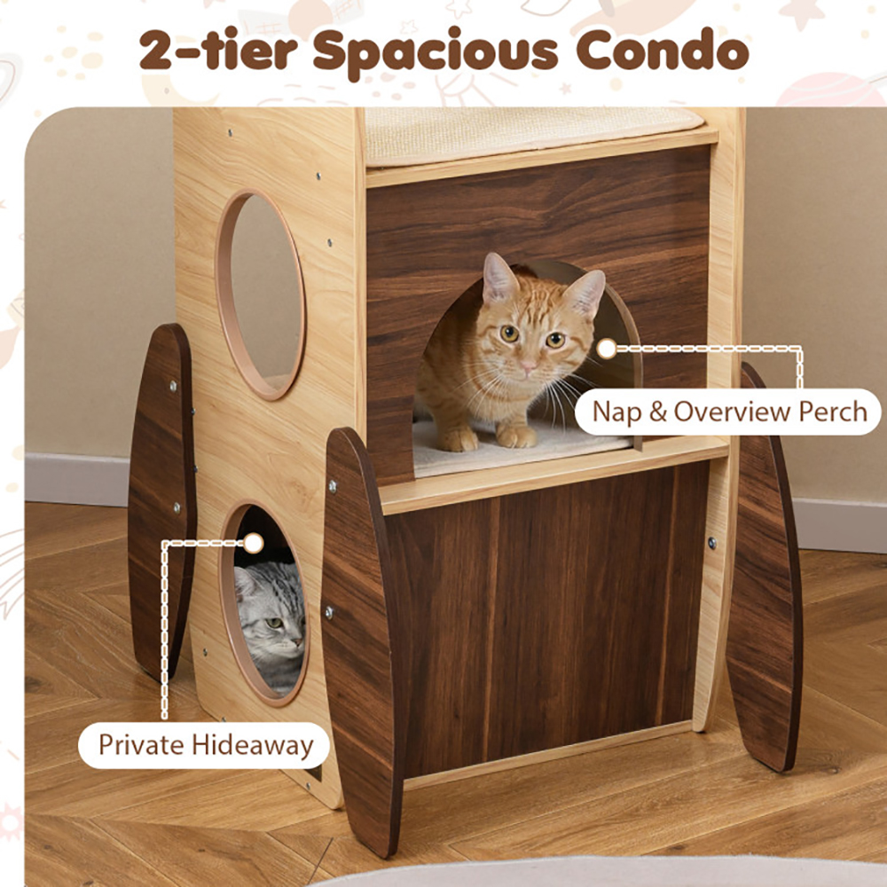 Árbol de Gato Rocket de 47 Pulgadas - Torre para Gatos en Interior con Pared de Escarbar Sisal y Manta de Escarbar Desmontable — imagen 4
