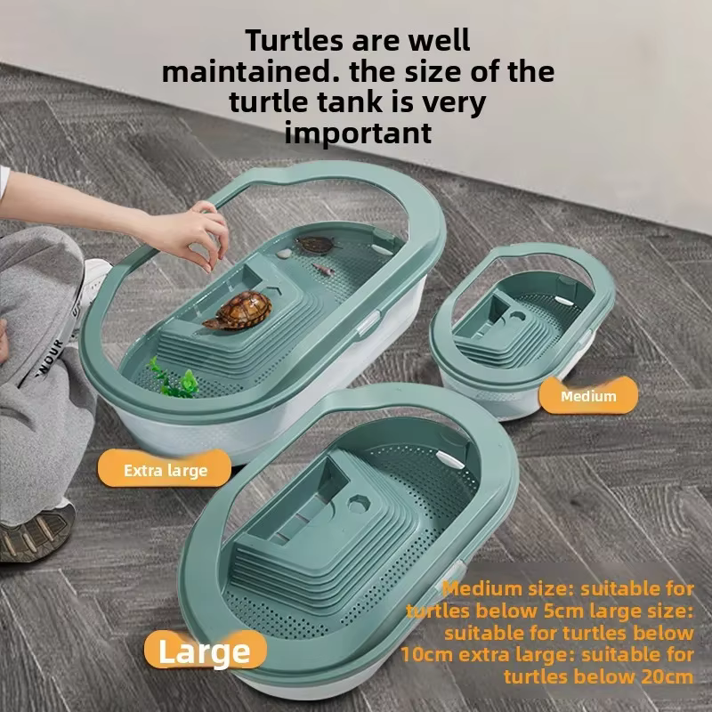Tanque para Tortugas Hogar Ecológico Acuario Bajo Nivel Pacífico Mantenedor de Tierras con Paisaje Villa Casa — imagen 4