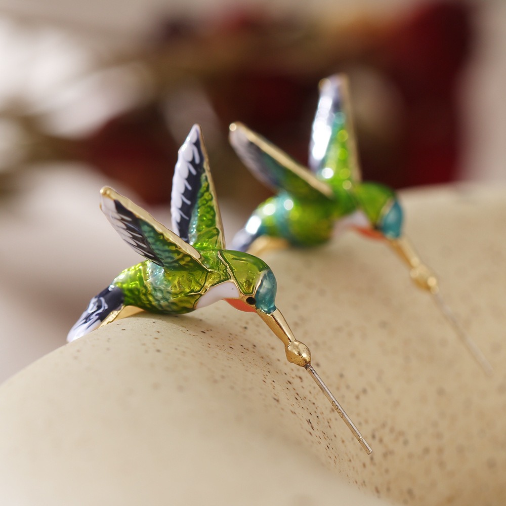Pendientes de Colibrí Verde y Azul — imagen 6