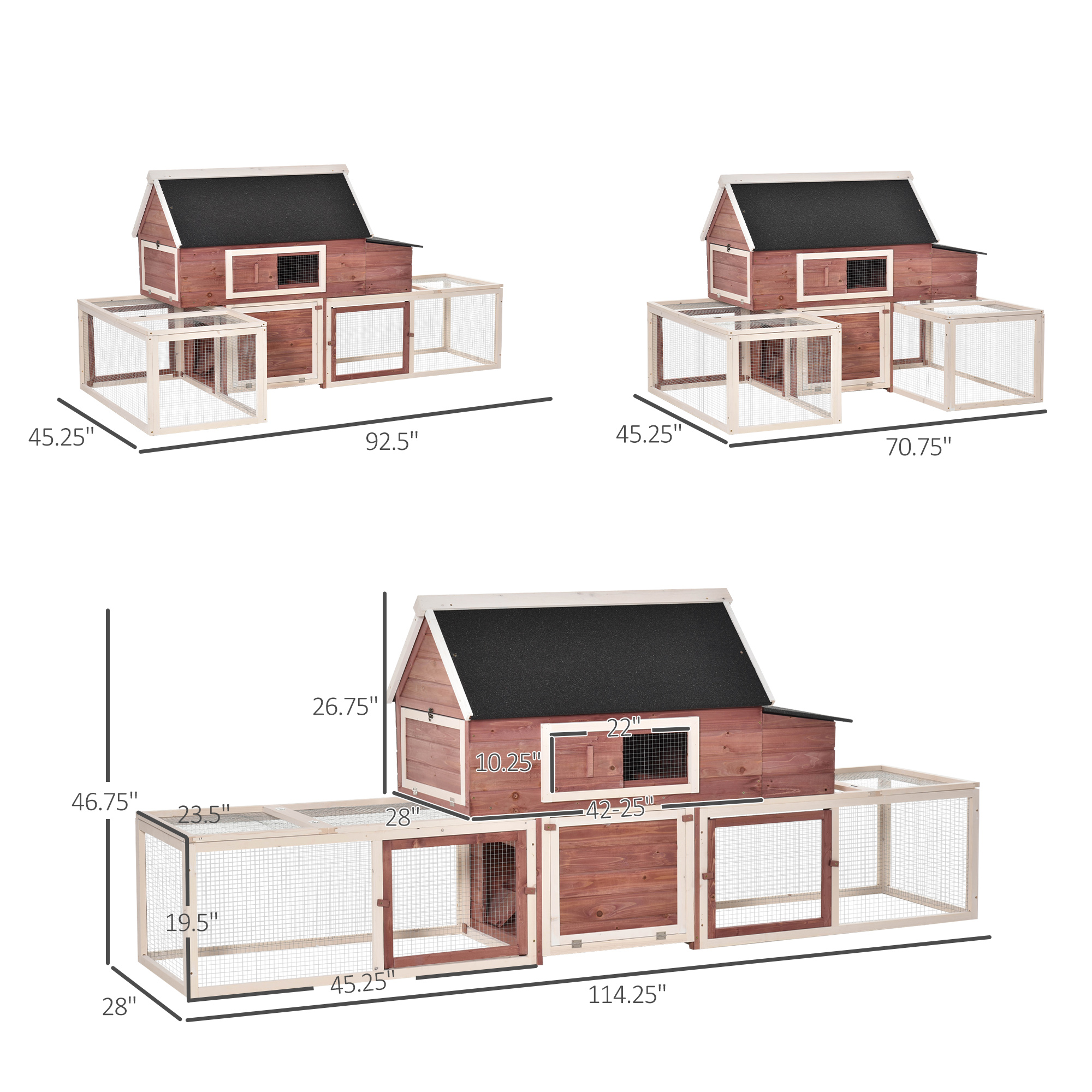 Casa para Pollos de Madera, Caja para Pájaros al Aire Libre con Box de Incubación, Corral Doble, Techo de Asfalto, Rampita — imagen 5