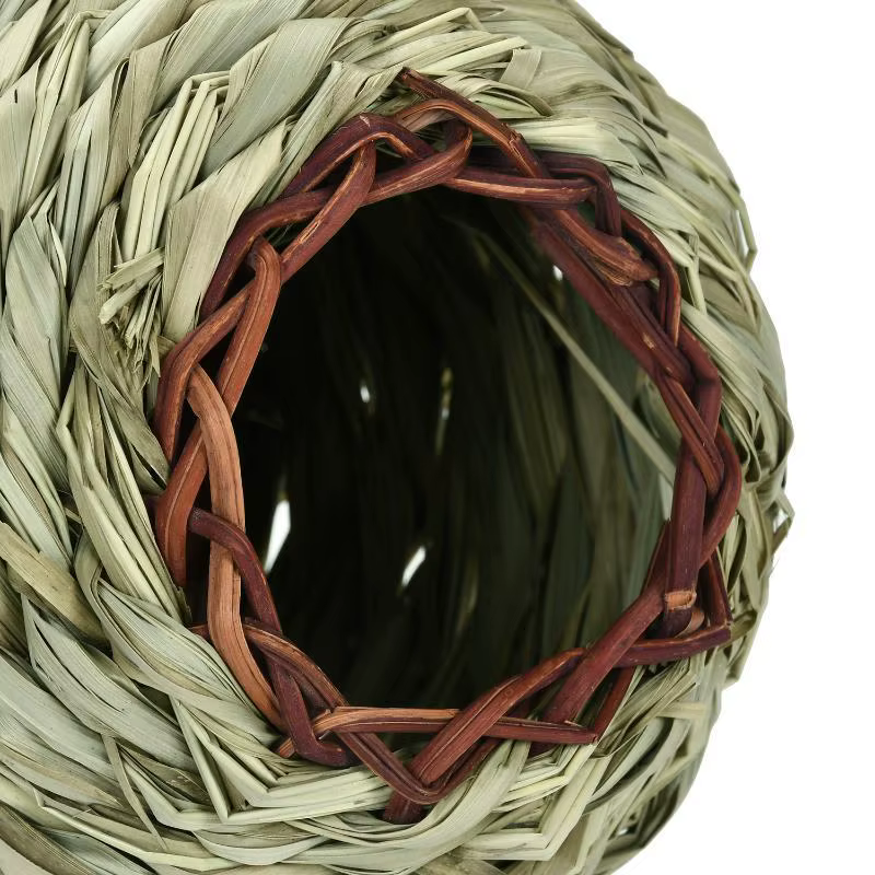 Birds Nest Bird Cage Grass Egg Cage Bird House Outdoor Decorative Weaved Hanging Parrot Nest Houses Pet Bedroom — image 3
