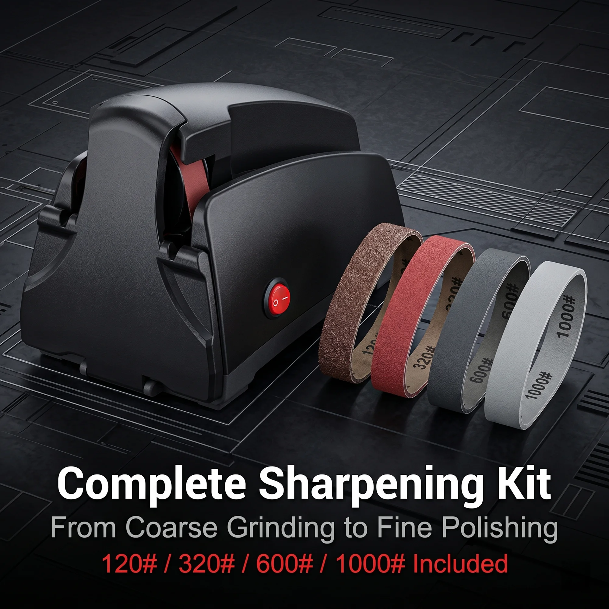 Home Use Electric Belt Sharpener, 4 Grits 120-1000#, Sanding Belt Knife Sharpening Tool for Kitchen — image 1