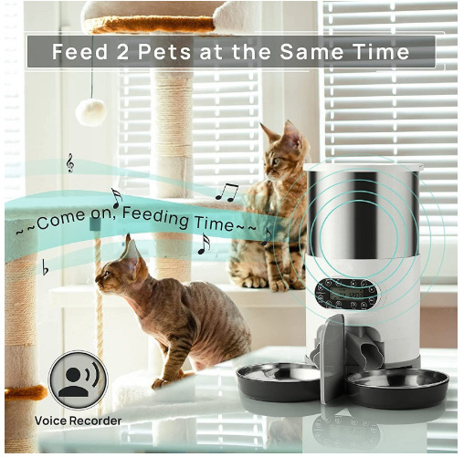 Double Meal Feeder Double Meal Tray Stainless Steel Feeder Automatic Feeder Pet Feeder — image 8