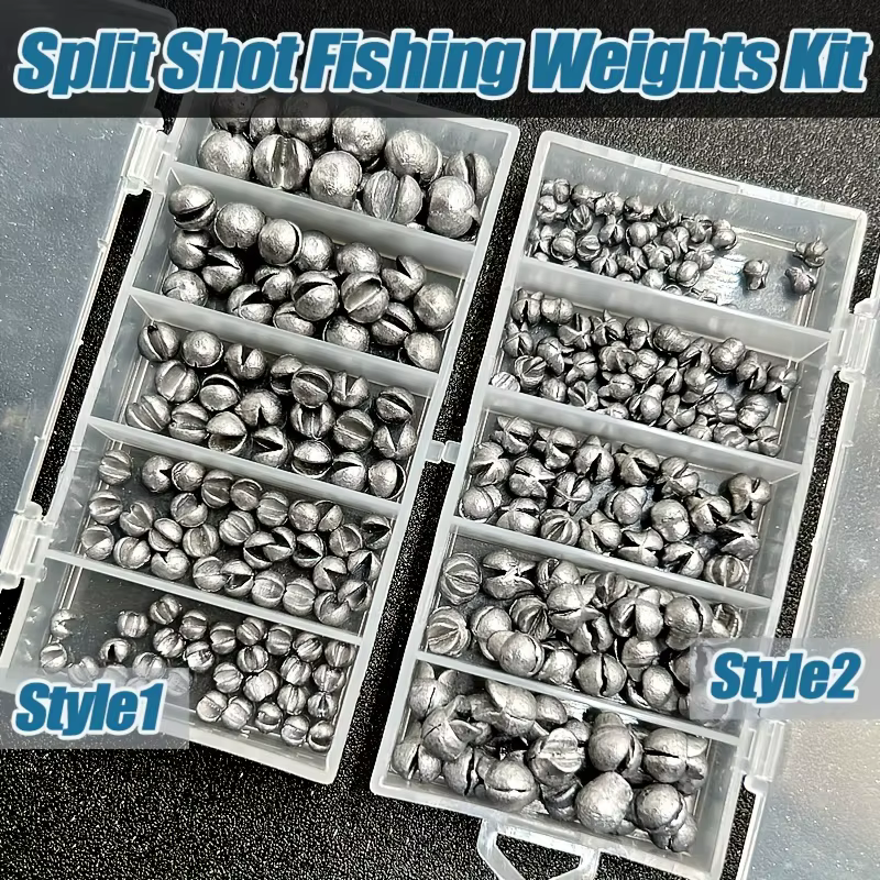 60/120pcs Fishing Weights Kit, Premium Split Shot Sinkers with 5 Versatile Sizes, Round Removable Design, Perfect for Freshwater — imagen 2
