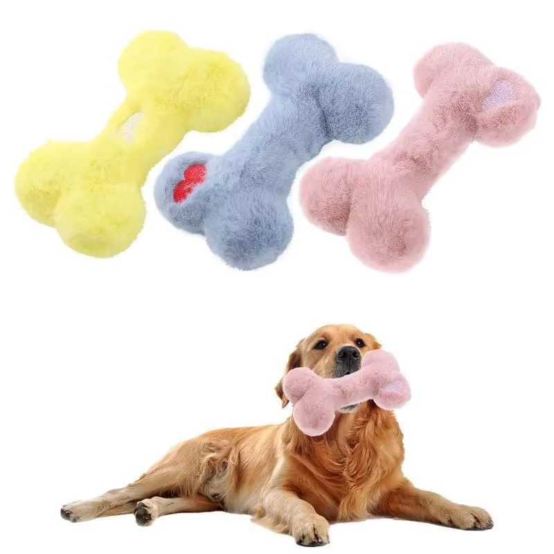 Juguetes de Perro Diseño de Hueso Plush para Mascotas Juguetes Interactivos para Perros y Gatos Suministros para Mascotas — imagen 1