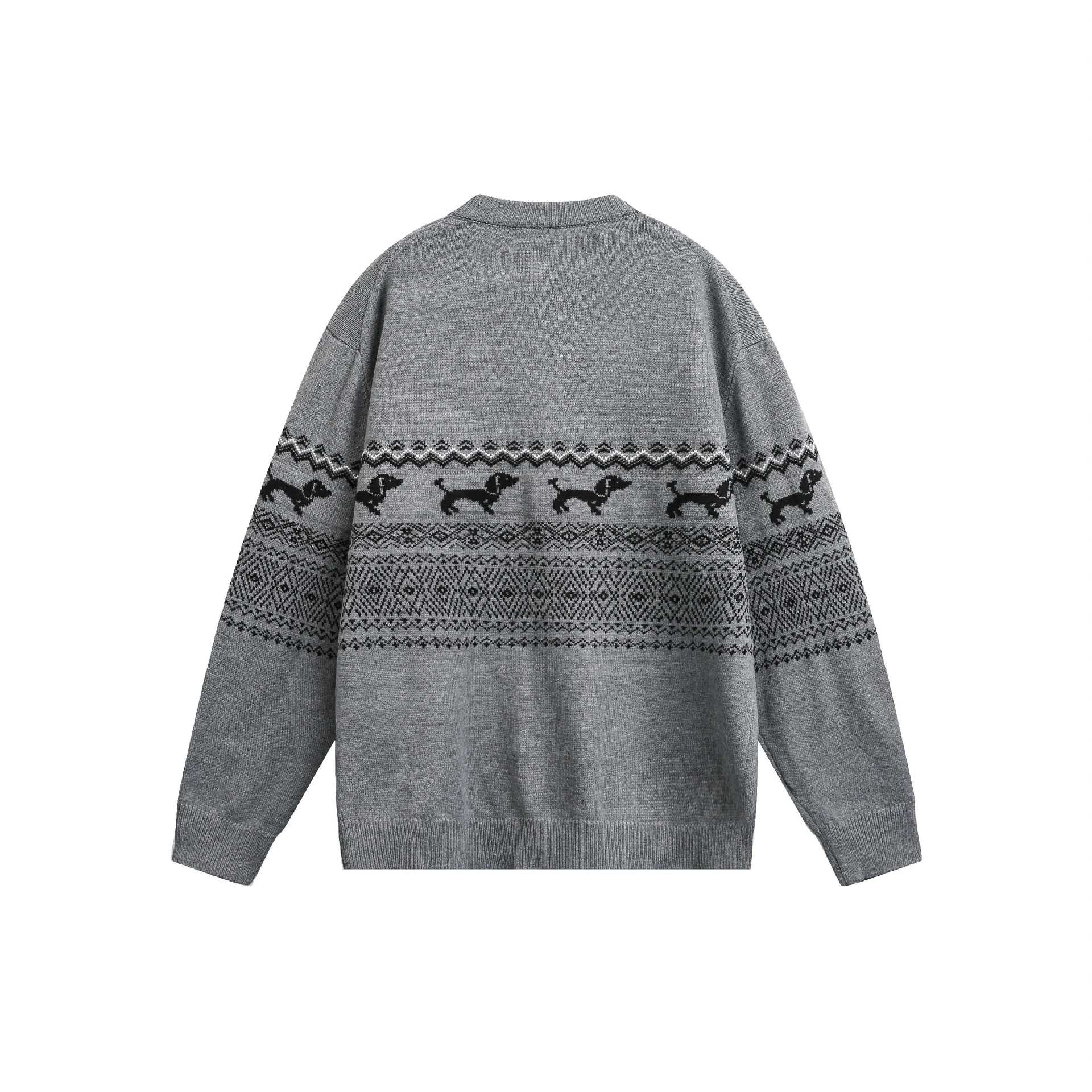 Vintage Fair Isle dog knit cardigan sweater men — image 3