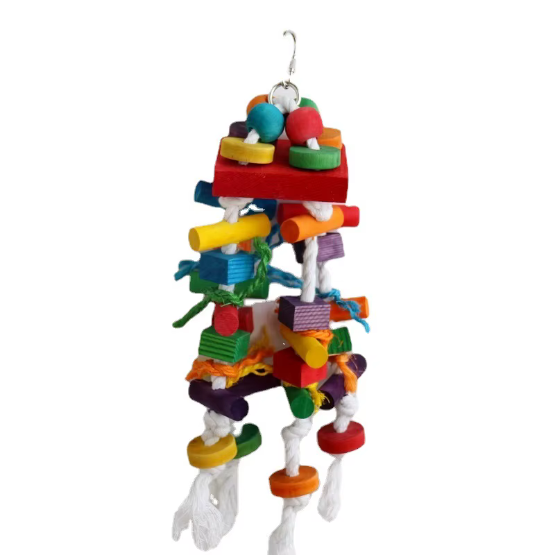 Pet Parrot Toys Swing Stand Colorful Wooden Bird Supplies Unique Shape Diverse Ways To Play Complete Variety Large Parrot Bite — image 4