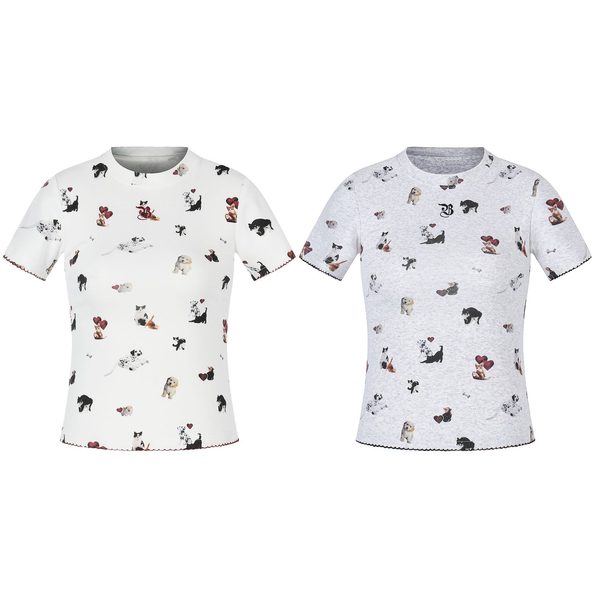 Dog Hair Print Short Sleeve T-Shirt for Women Slim Fit — image 6