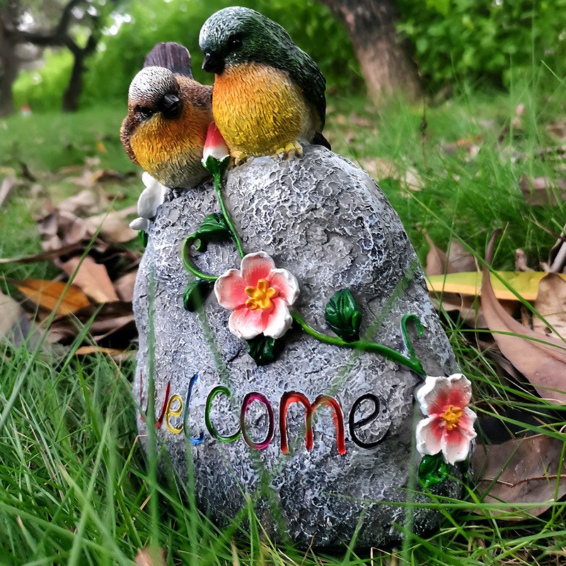 Ornamentos de jardín para hogar, pájaros de arcilla doble — imagen 6