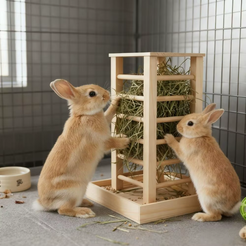 Caja de Alimento para Conejos en Madera Práctica con Accesorios Desmontables para Cunicultura y Criadors de Pichones — imagen 4