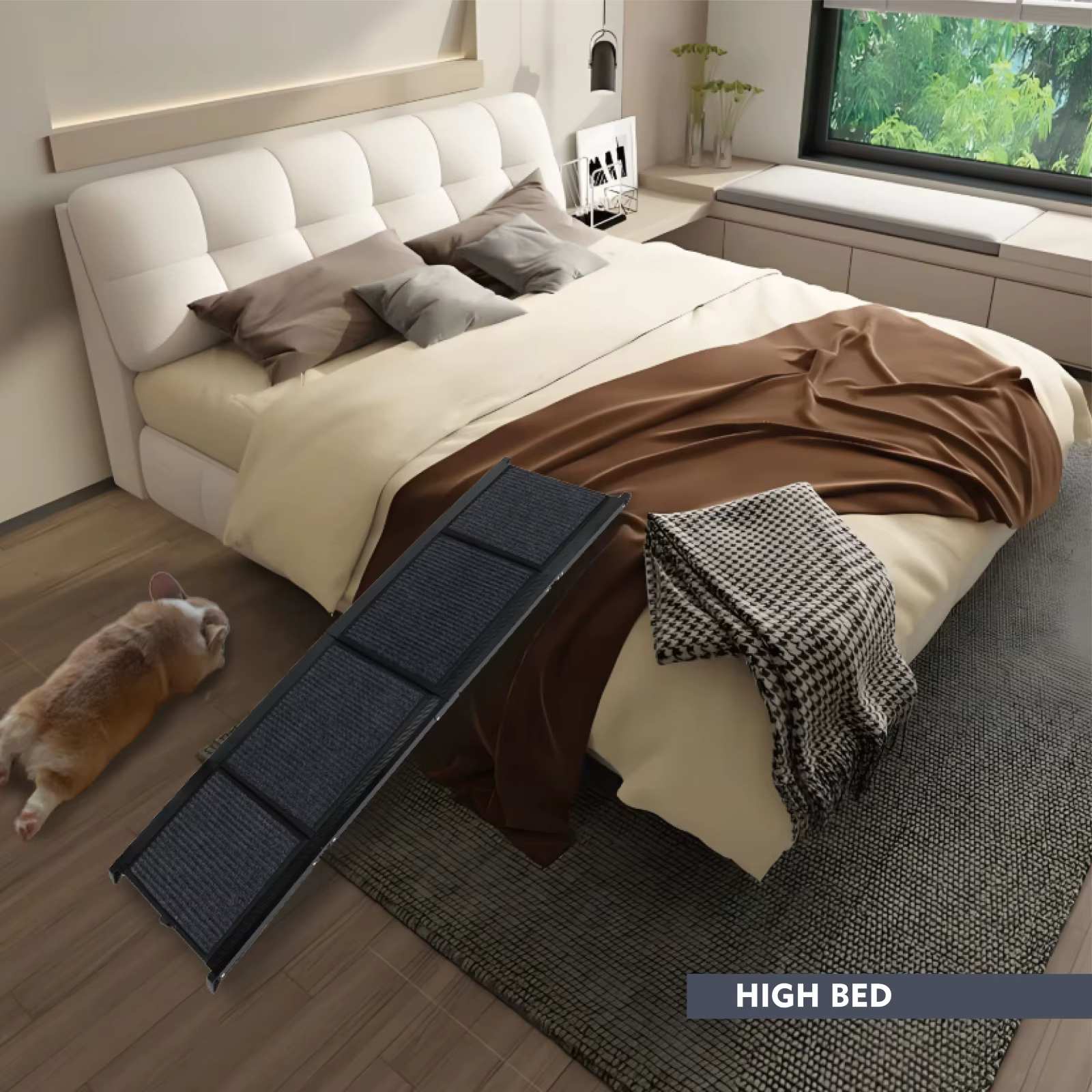 Paso de Perro para Coche 65"x17,2": Rampas Portátiles para Perros Grandes que se Plegan con Superficie Antideslizante para Camiones, SUV y Autos, hasta 250 lbs, Perfecto para Canes Medianos y Grandes — imagen 8