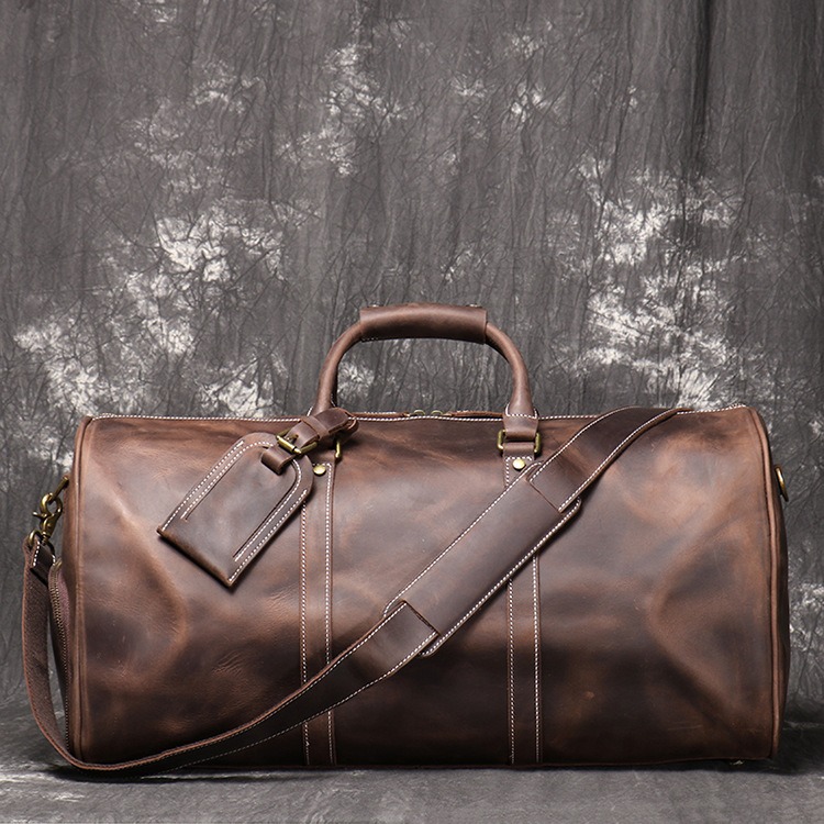 Mochila de cuero auténtico retro europeo y americano para hombre y mujer, bolso de viaje grande con hebilla cruzada, cuero de toro resistente a desgastes — imagen 7