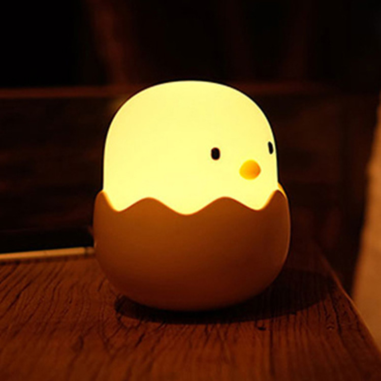 Eggshell Chicken Emotional Silicone Night Light LED Charging Intelligent Induction Children's Bedside Lamp Eggshell Small Table Lamp — image 3