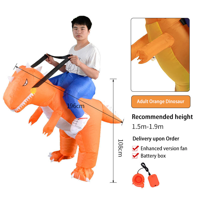 Ropa Inflable de T-Rex para Niños con Dinosauro 3D, Color Rojo, Para Adultos que Montan — imagen 20