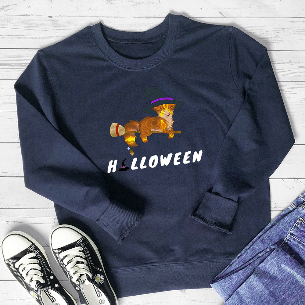 Halloween letter cat print pattern hoodie — image 10