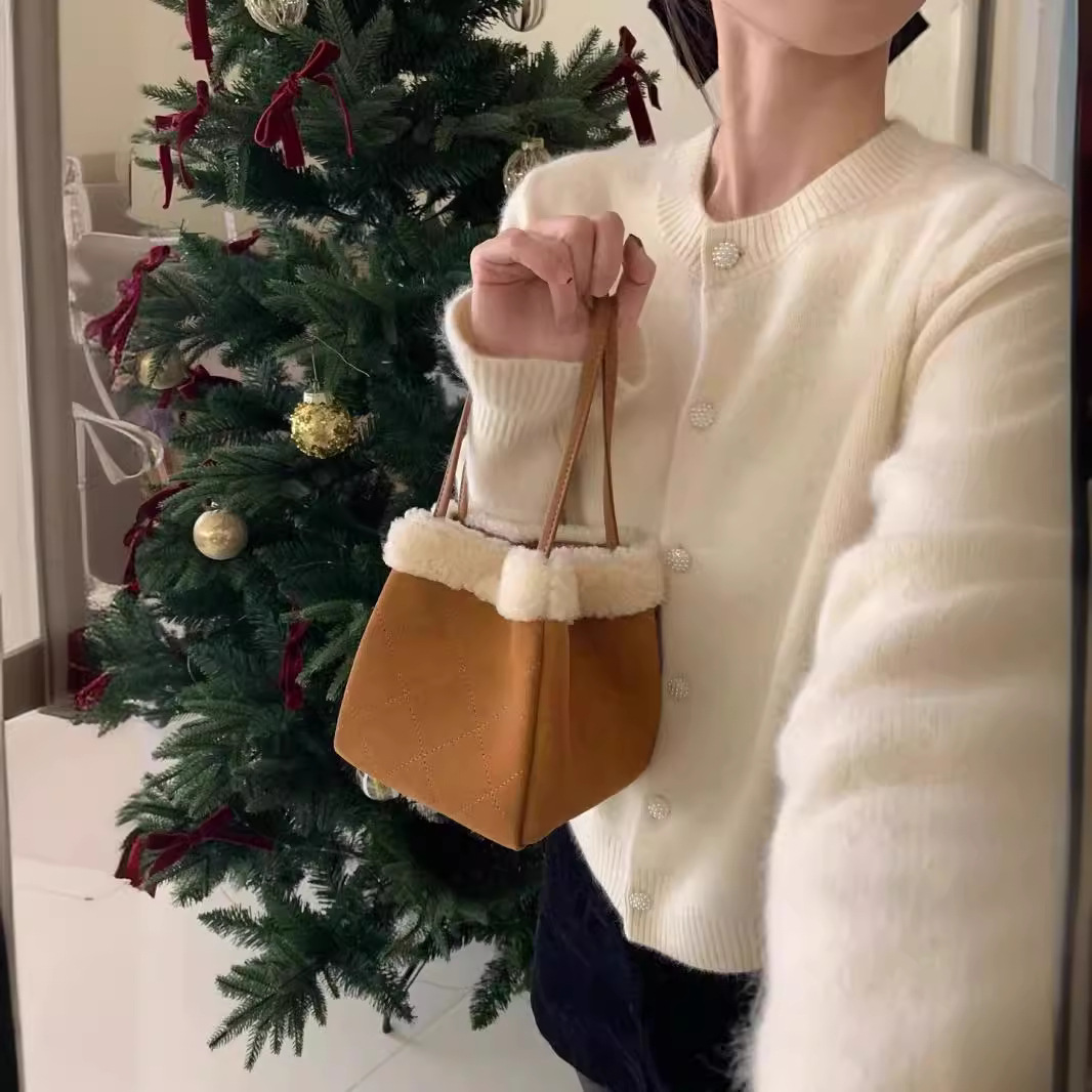 Women's Raccoon Plush Round Neck Cardigan - Purple Bud Sleeve Lightweight Knit Sweater Top — image 6