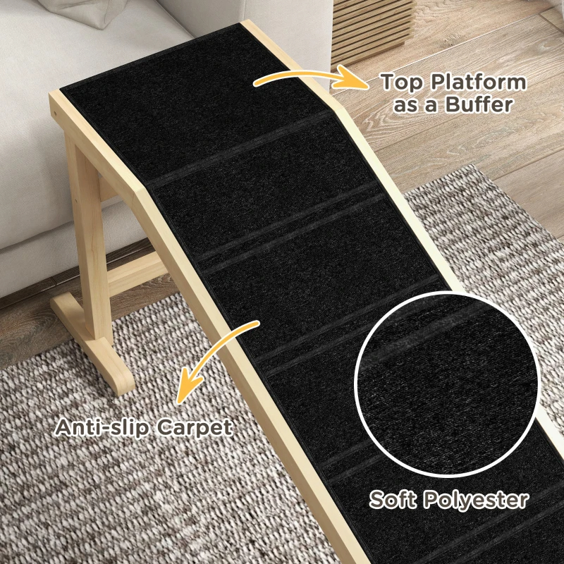 Dog Ramp For Bed, Pet Ramp For Dogs With Non-Slip Carpet And Top Platform — imagen 5