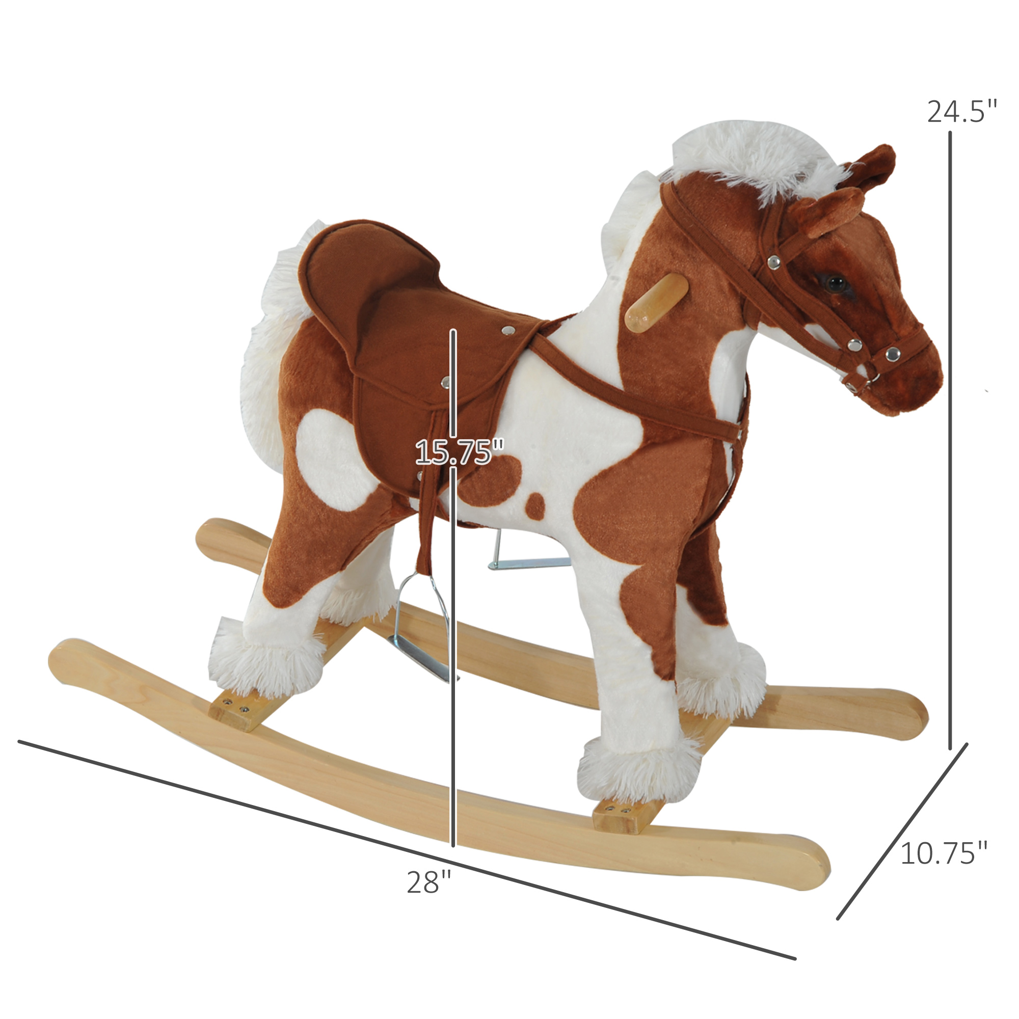 Toddler Rocking Horse, Kids Plush Rocking Chair Toy With Nursery Rhyme Music Brown — imagen 3