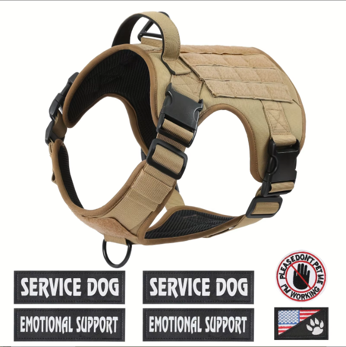 Hiphoppet US Local Tactical Service Dog Harness Vest Adjustable Reflective No Pulling Large Dog Harness With Metal Buckle — image 8