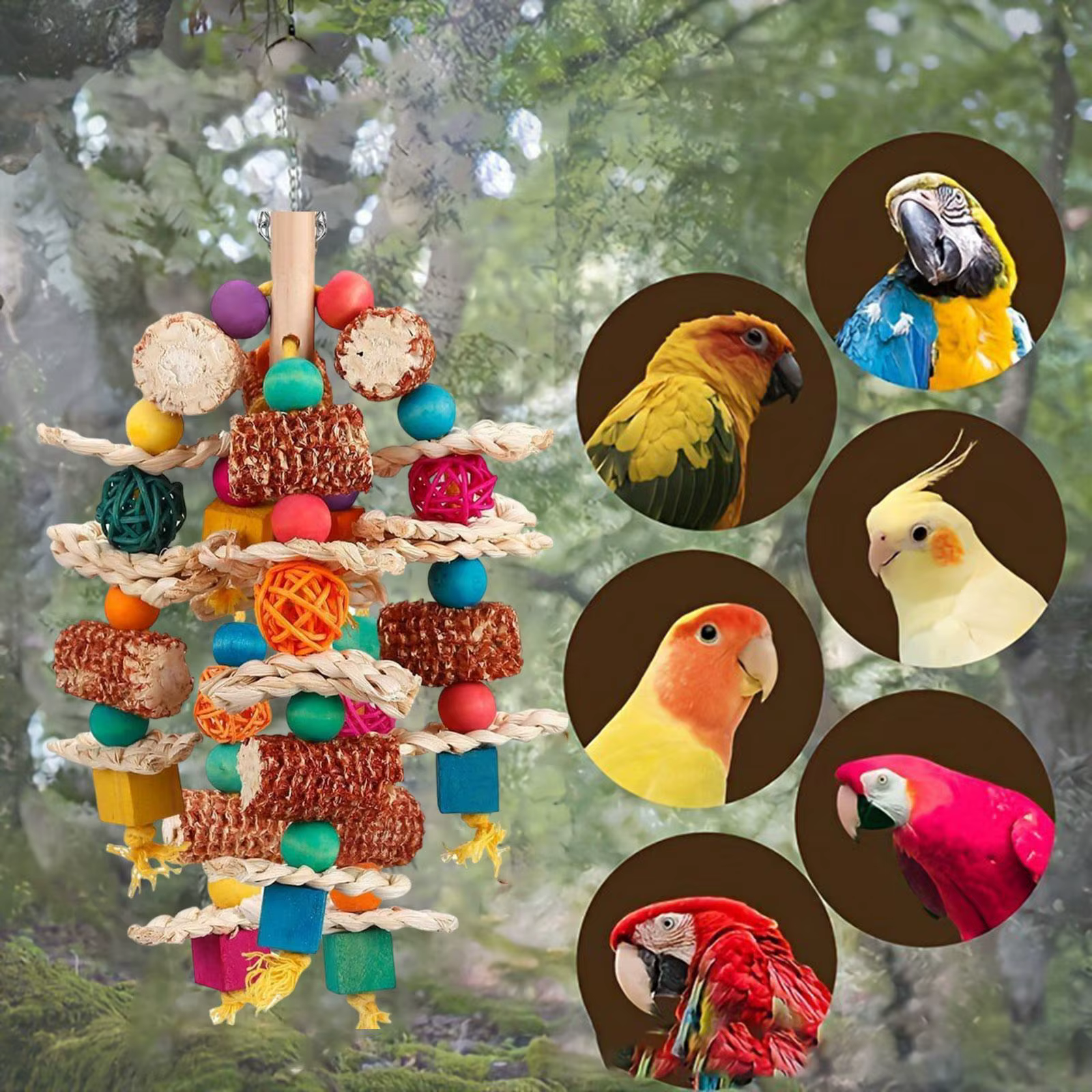 Parrot Chewing Toy, Pet Supplies Creative Exercising Multi Color Bird Toy Bird Cage Accessories for Porch Household Conures — image 5