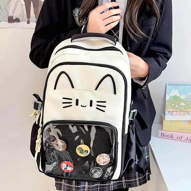 Mochilas de Gato Y2K Cutenas Capacidad Grande para Niñas Adolescentes Transparente y Tendencia — imagen 1