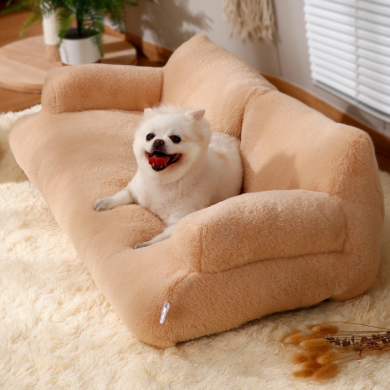 Sofá de Gato de Lujo para Perros y Gatos Pequeños y Medianos - Cama Caliente para Invierno con Manta Plush — imagen 3