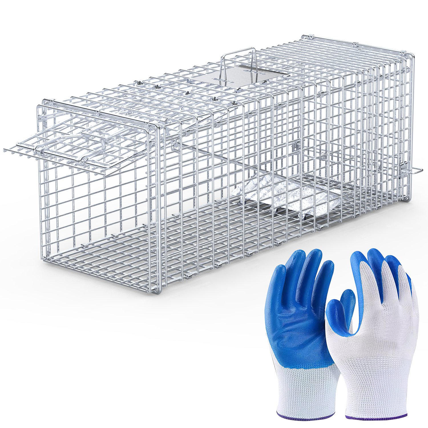 Caja de Trampa para Animales Vivos 37x14x15 pulgadas Plegable Captura y Liberación Humana para Zorros, Ratas, Perros Sueltos, Armadillos, Ardillas y Mapaches — imagen 12
