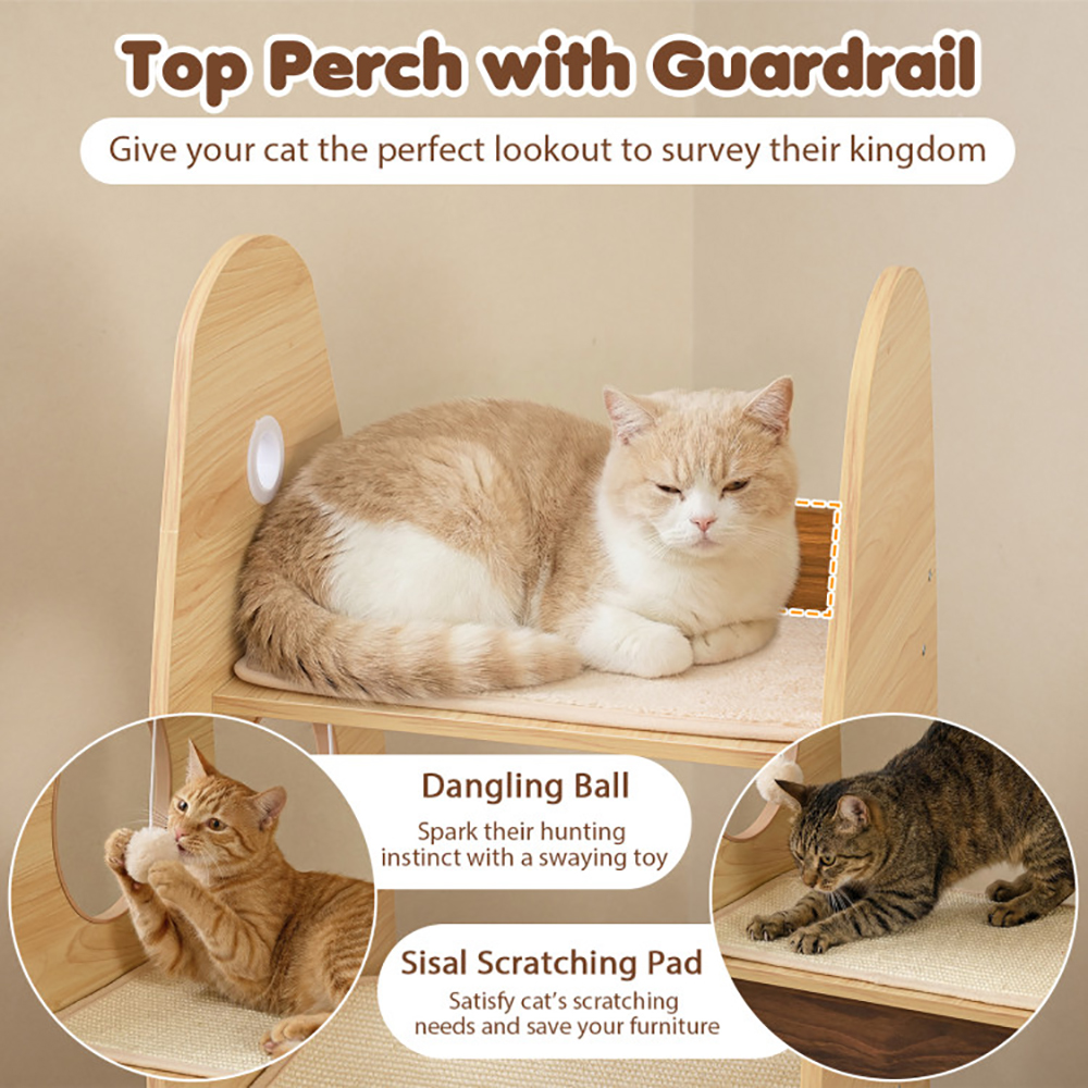 Árbol de Gato Rocket de 47 Pulgadas - Torre para Gatos en Interior con Pared de Escarbar Sisal y Manta de Escarbar Desmontable — imagen 8
