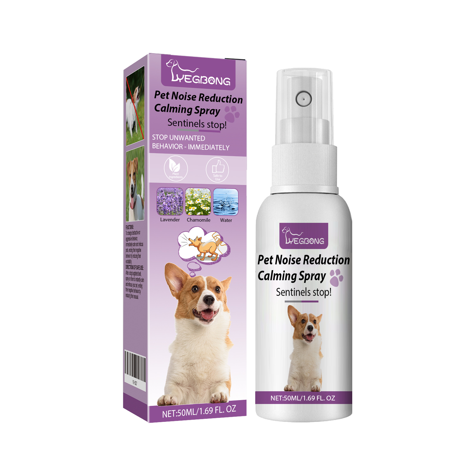 Spray de Reducción de Ruido para Mascotas Yegbong - Calma y Soberna a tu Compañero con Aceites Esenciales — imagen 1