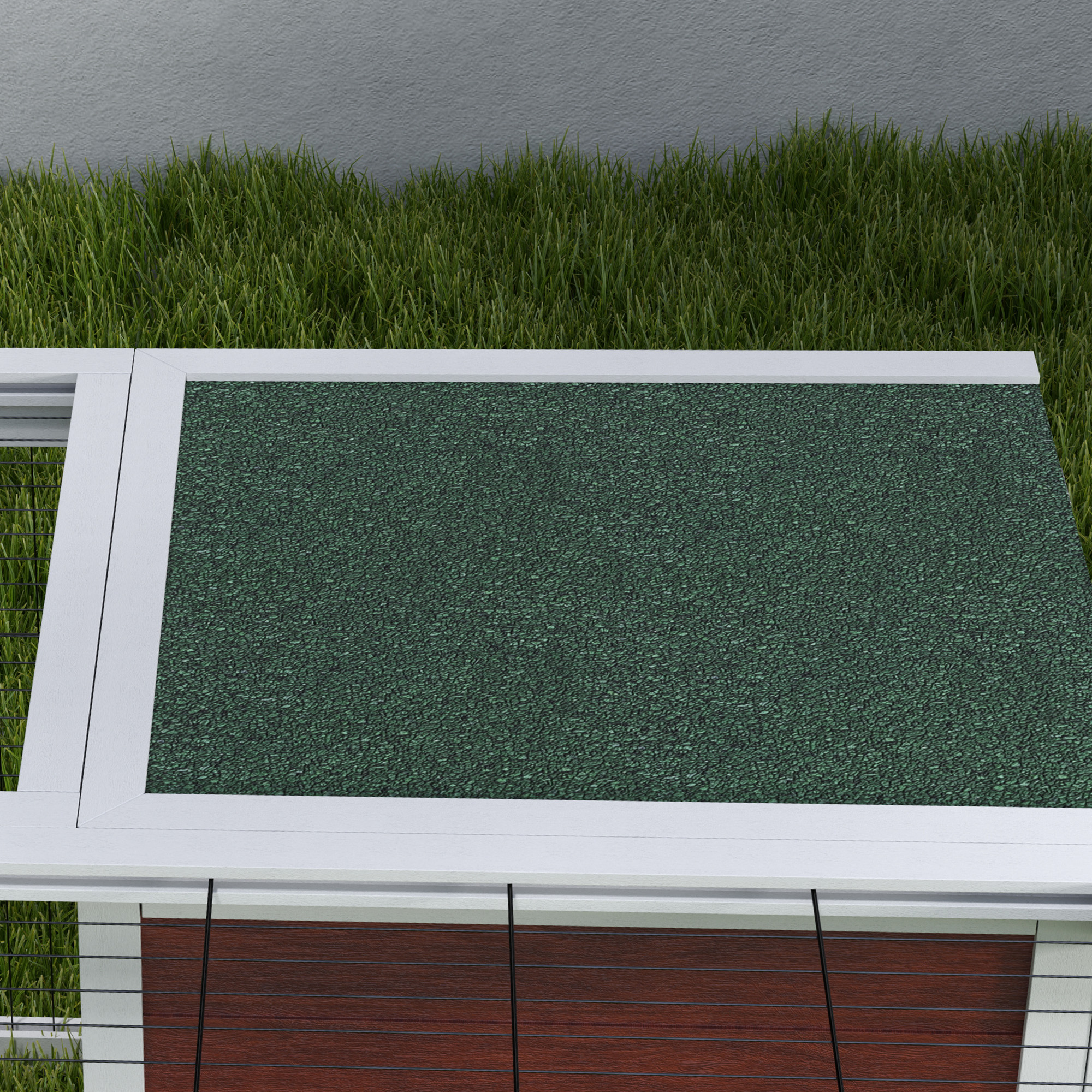 Conejera de Madera para Exterior de 59", Corral, Casa/Hábitat para Tortugas con Área de Juego y Cubierta Cerrada — imagen 5